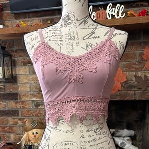 Mudd Mauve Lace Crop Top